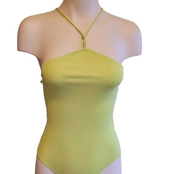 FRAME Revolve Lemoncello Sleeveless Jersey Knotted Bodysuit XS Slim Fit - Picture 4 of 10